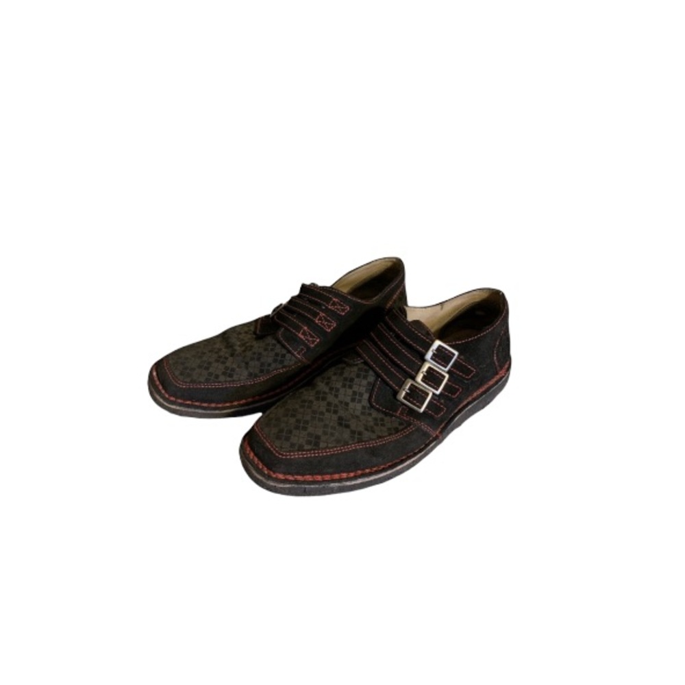 John Fluevog Black and Red Suede Shoes - Men’s Size 10